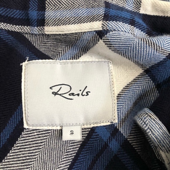 Rails Long Boho Plaid Tunic Top High Low Blue Size Small - Picture 13 of 13